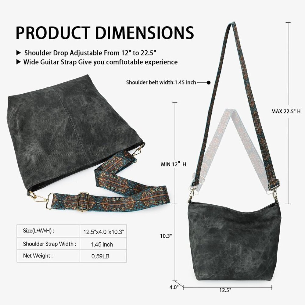 Vegan Leather Hobo Bag Women Adjustable Strap Casual Tote Purse - Picture 4 of 7